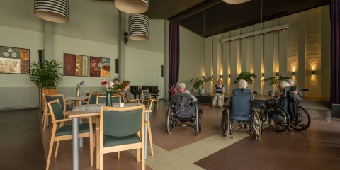 bewoners in rolstoel zittend in een kring