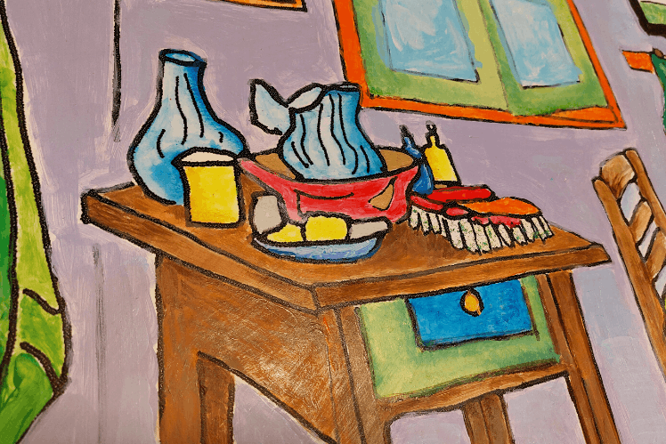Detail schilderij zelfgemaakte Van Gogh