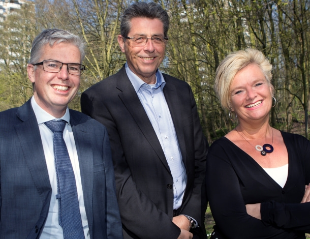 Raad van Bestuur Amstelring (2018): Ivo van der Klei, Eric Hisgen en Inge Borghuis (vlnr)